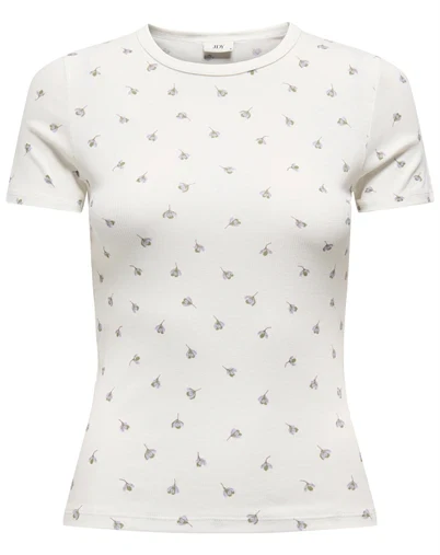 JDY - JDYLucky O-Neck T-Shirt - Cloud Dancer/Poppy Flow